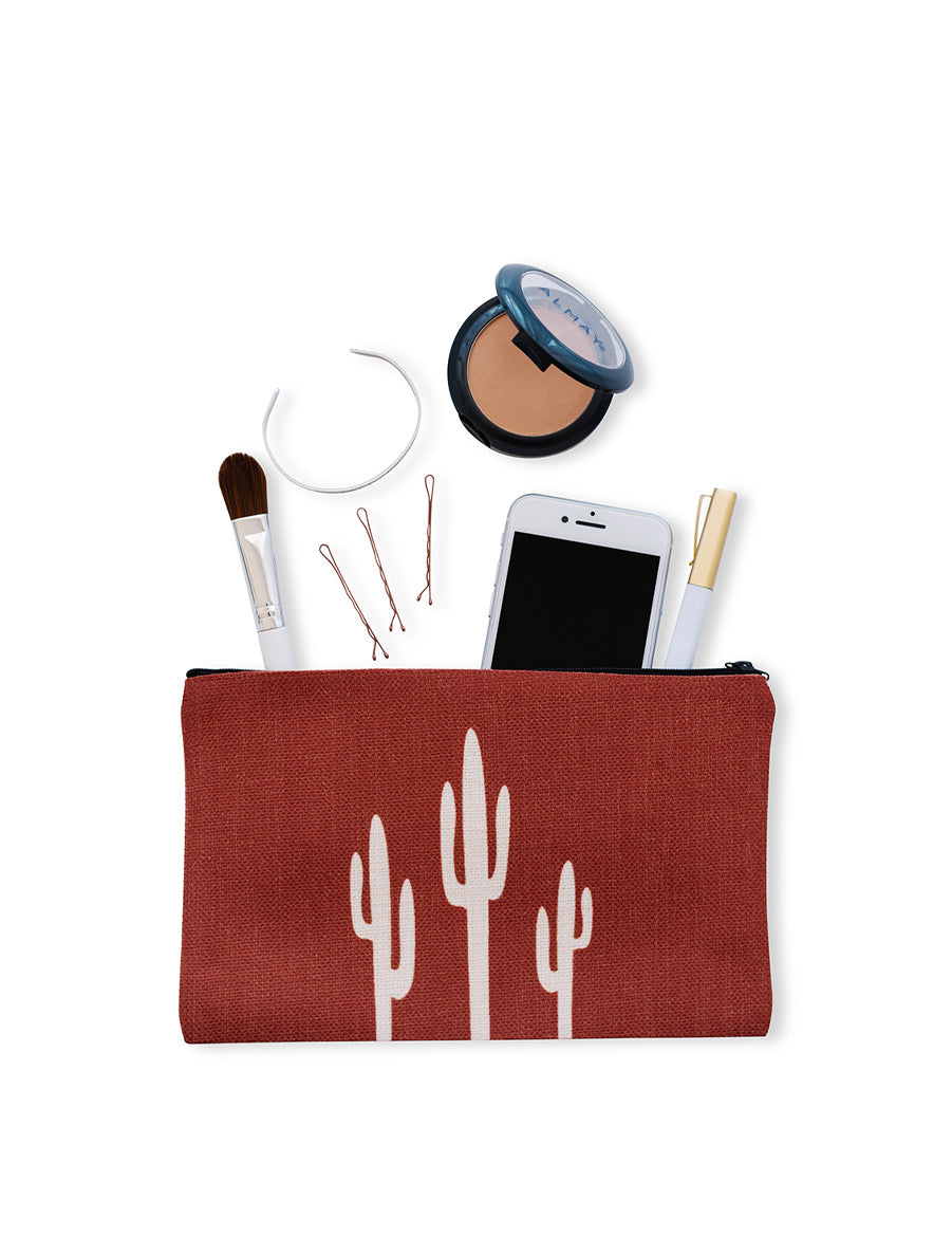 Saguaro Cosmetic Linen Pouch, College Student Gift , Mother's Day Gift,Christmas Gift