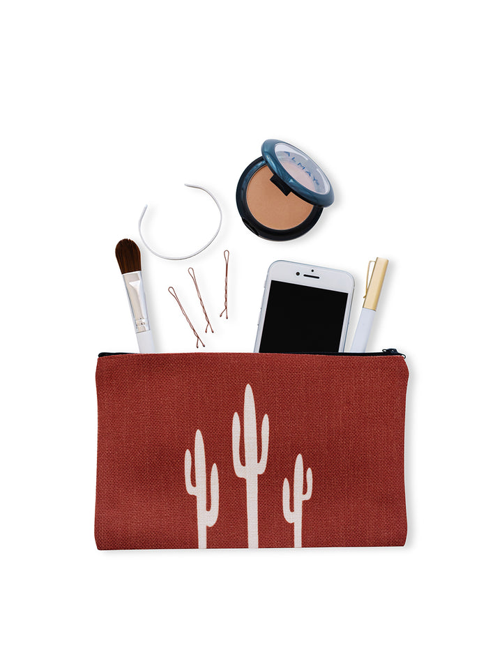 Saguaro Cosmetic Linen Pouch, College Student Gift , Mother's Day Gift,Christmas Gift