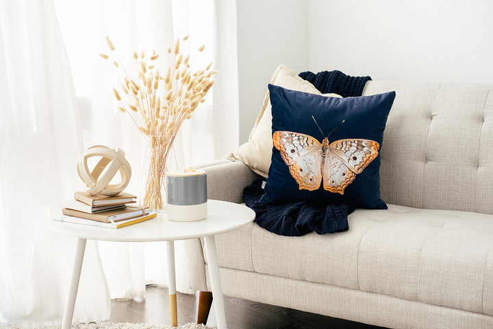 Navy Velvet Butterfly Pillow, College Student Gift, Mother's Day Gift, Christmas Gift