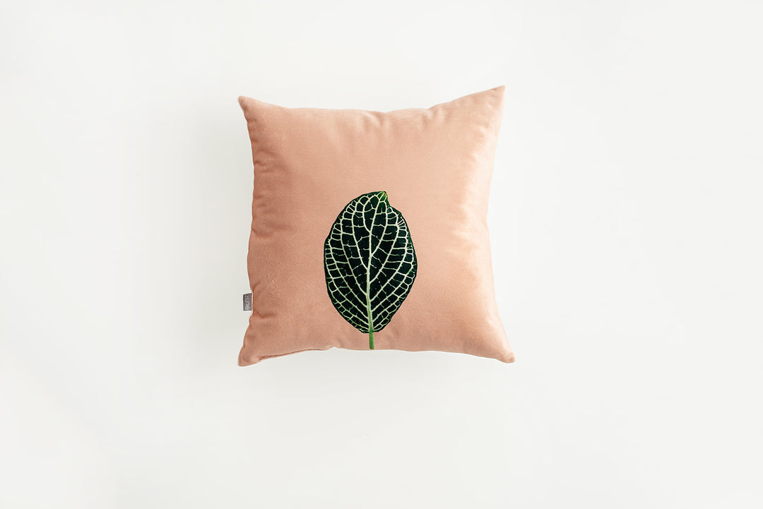 Blush Velvet Mosaic Leaf Pillow, College Student Gift, Mother's Day Gift,Christmas Gift