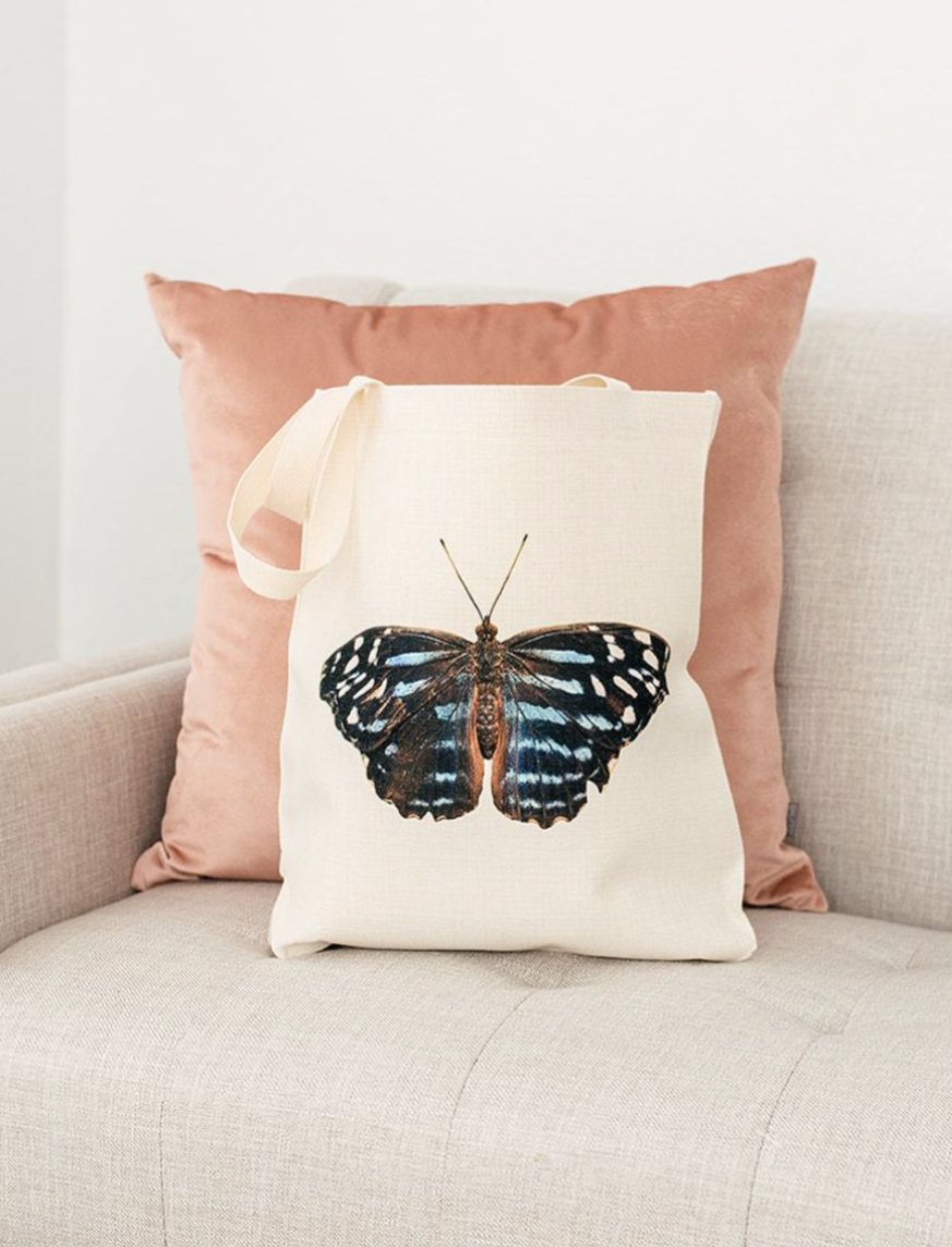Blue Butterfly Tote, College Student Gift, Mother's Day Gift, Easter Gift