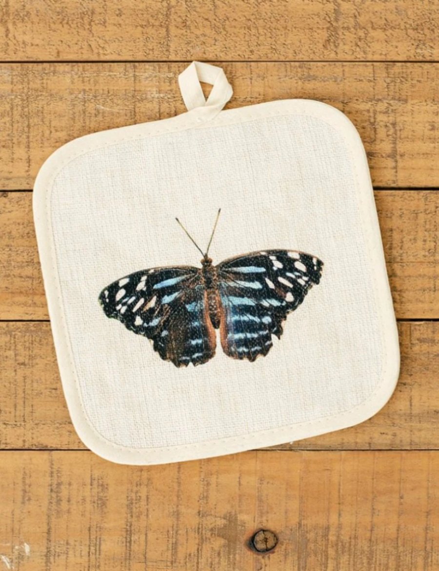 Blue Butterfly Pot Holder, College Student Gift, Mother's Day Gift, Christmas Gift