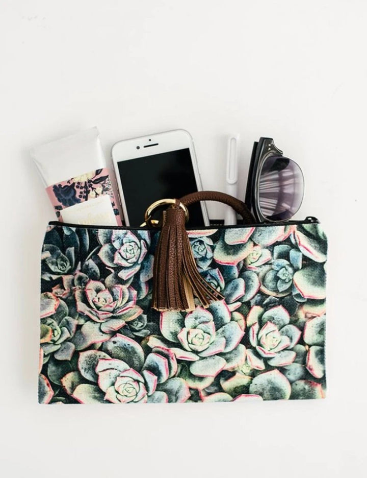 Succulent Cosmetic Pouch, College Student Gift, Mother's Day Gift,Christmas Gift