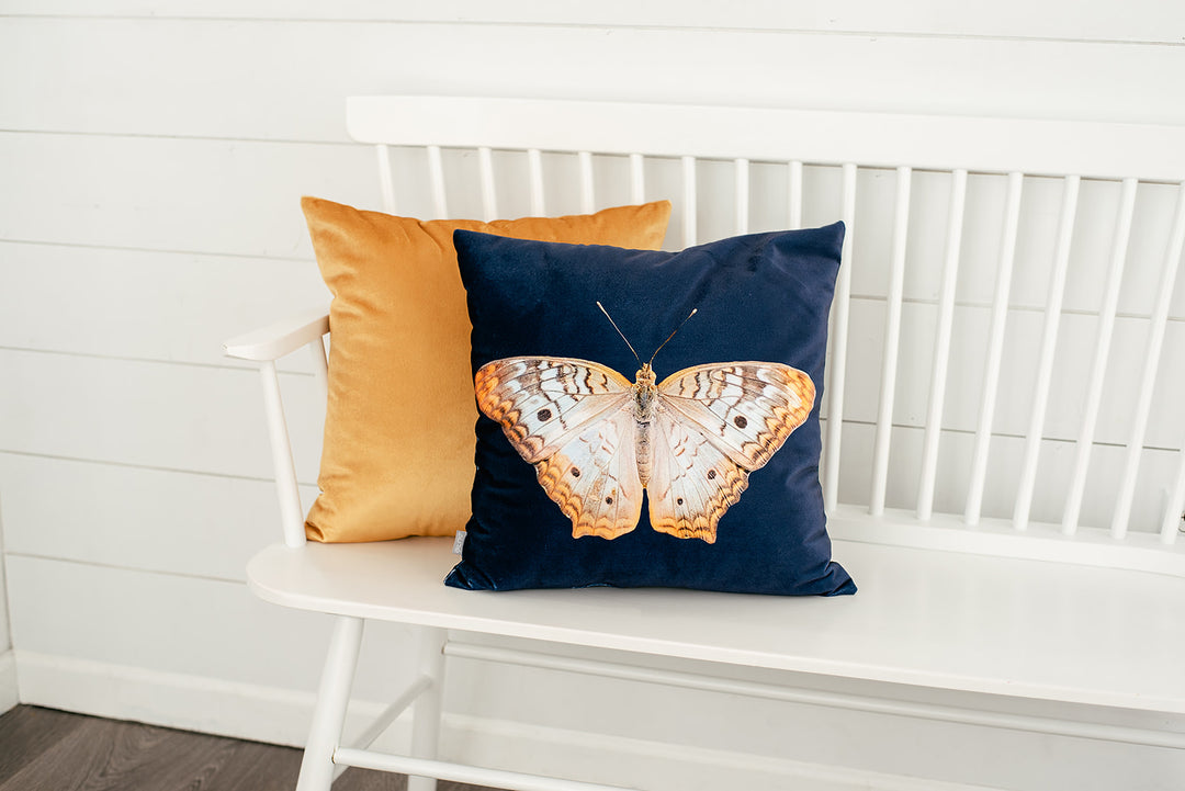 Navy Velvet Butterfly Pillow, College Student Gift, Mother's Day Gift, Christmas Gift