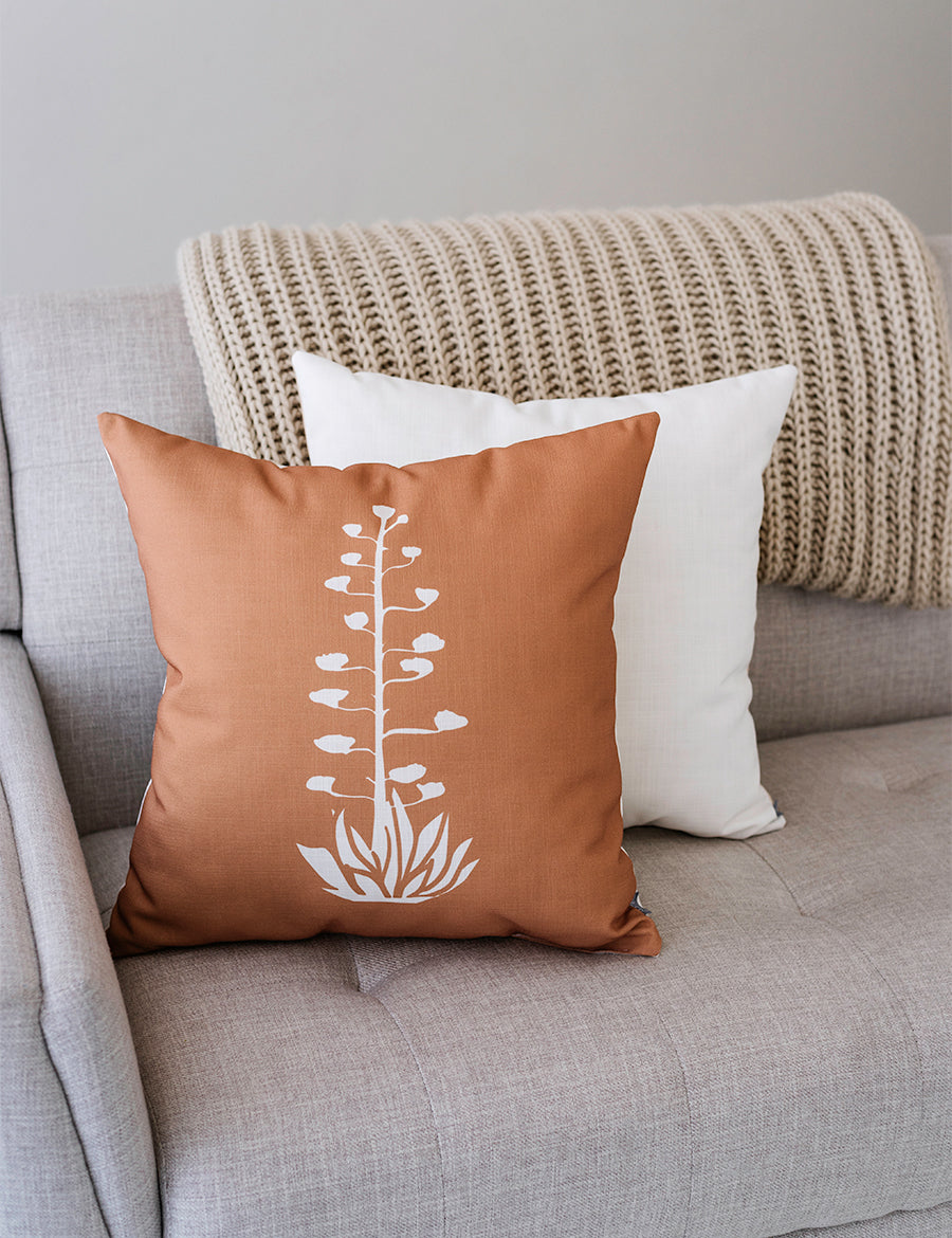 Agave Bloom Clay Brown Linen Pillow, College Student Gift, Easter Gift, Mother's Day Gift
