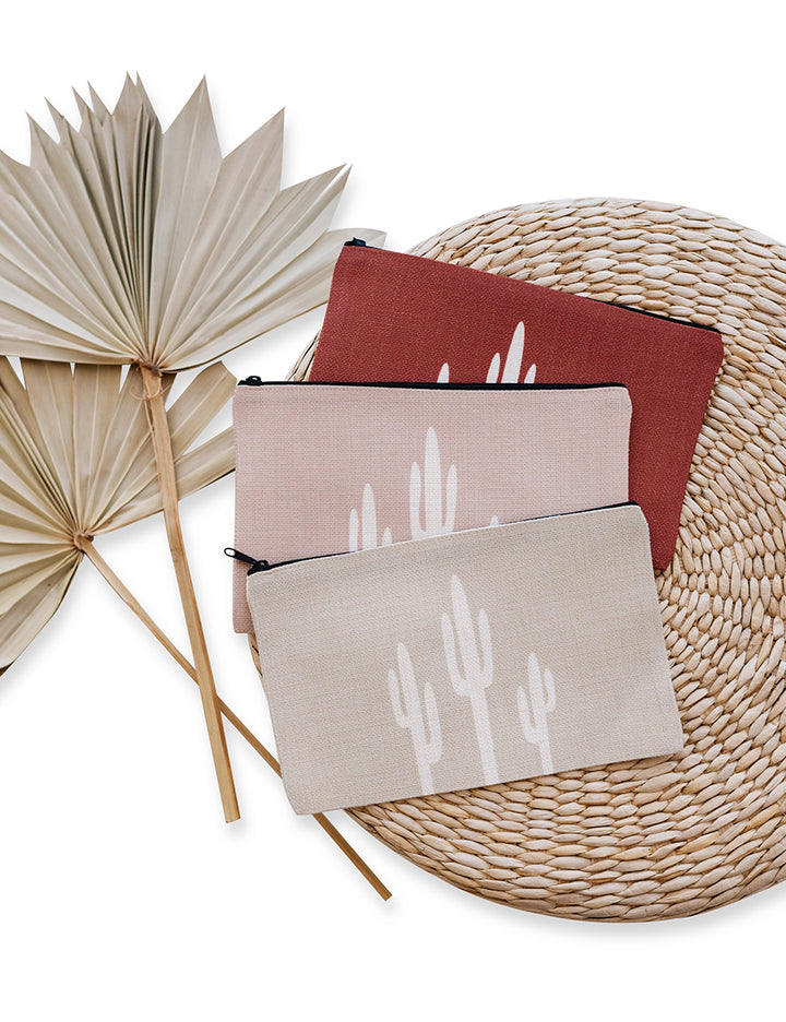Saguaro Cosmetic Linen Pouch, College Student Gift , Mother's Day Gift,Christmas Gift