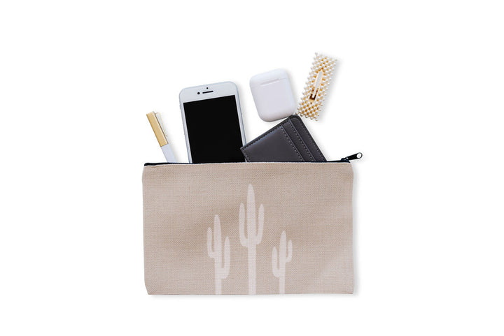 Saguaro Cosmetic Linen Pouch, College Student Gift , Mother's Day Gift,Christmas Gift