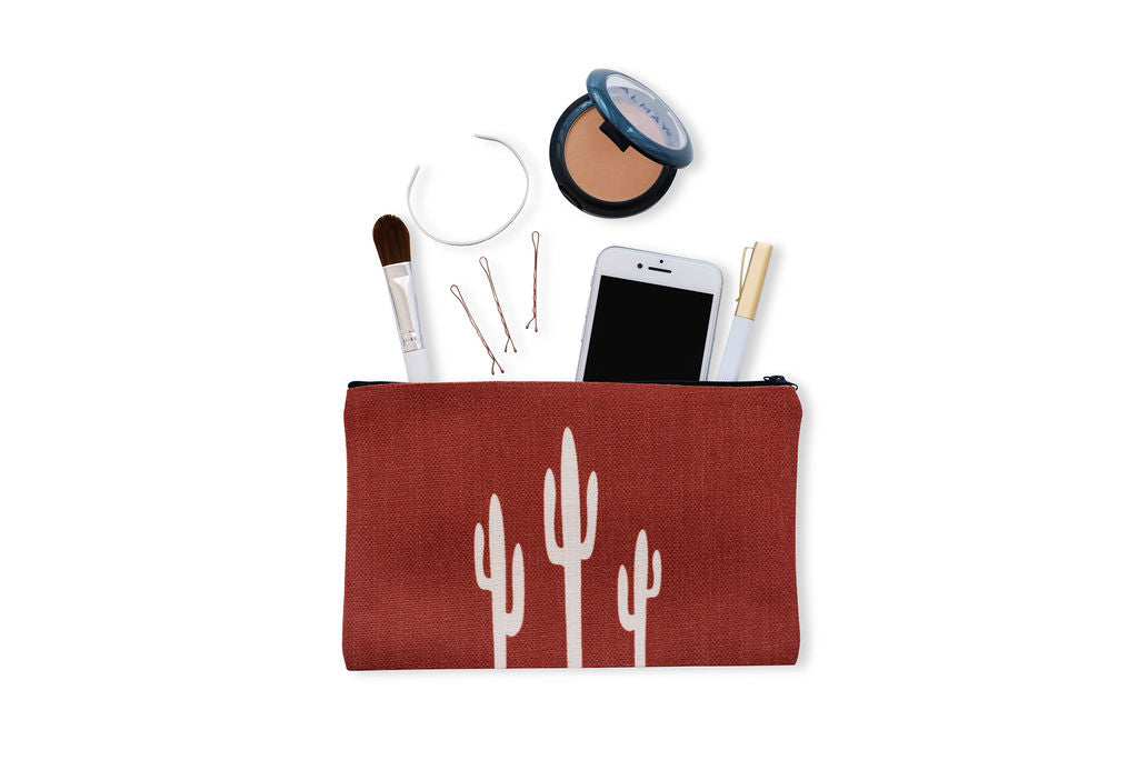 Saguaro Cosmetic Linen Pouch, College Student Gift , Mother's Day Gift,Christmas Gift