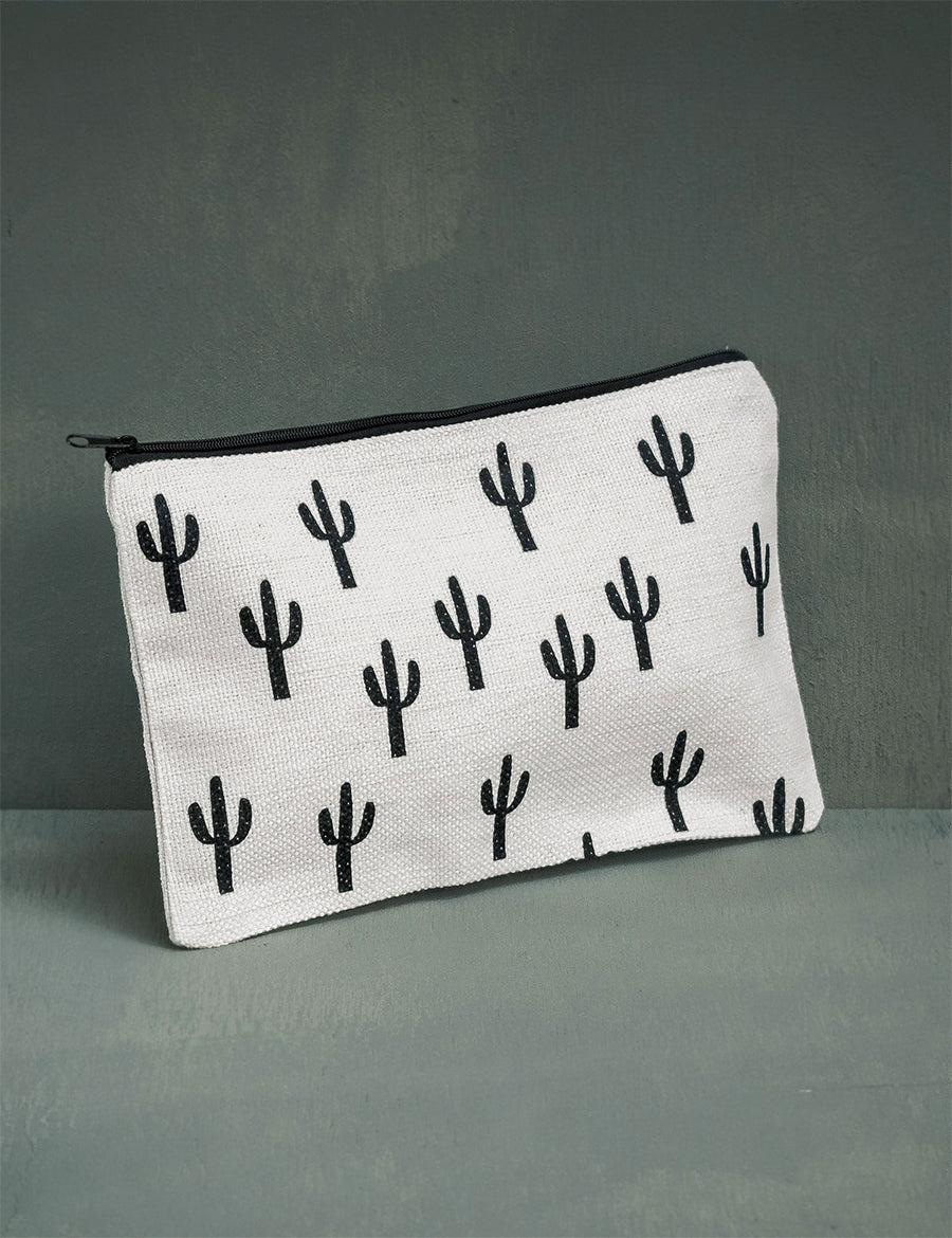cactus pencil pouch White Saguaro Cosmetic Pouch