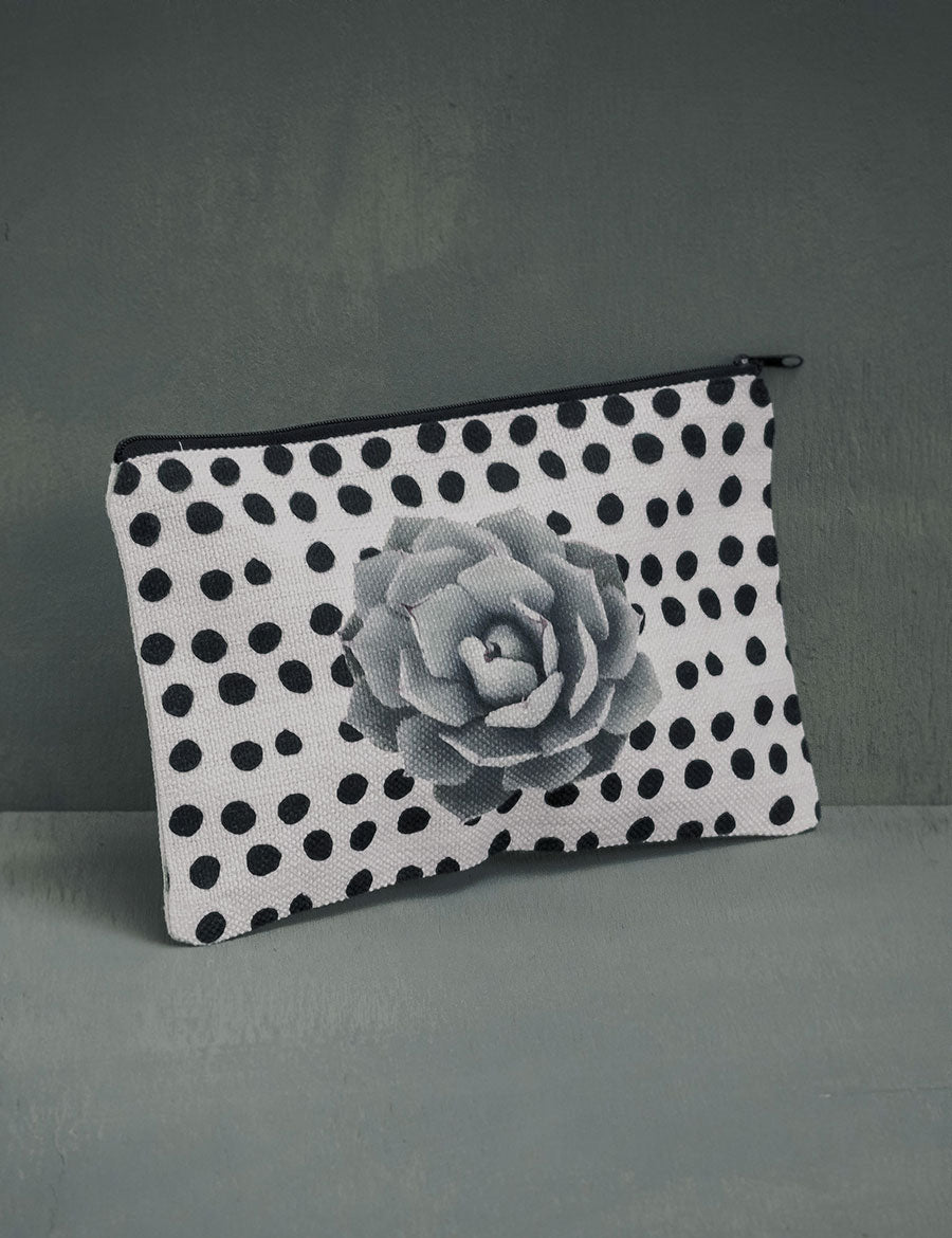 Succulent Polk-A-Dot Cosmetic Pouch, Stocking Stuffer, College Student Gift, Mother's Day Gift, Christmas Gift