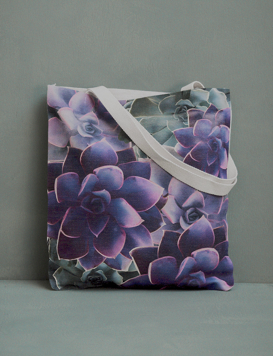 Purple Succulent Canvas Tote Bag