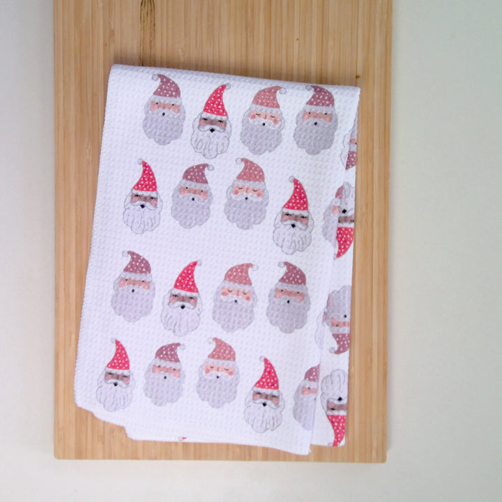 Holiday Santa Towel,  Waffle Towel, College Student Gift, Stocking Stuffer, Christmas Gift