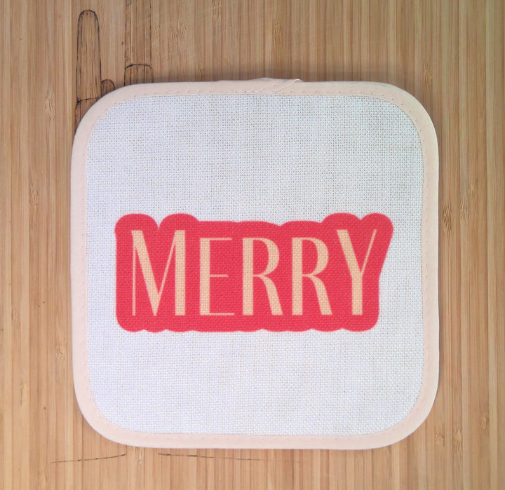 Merry Oven Mitt, Housewarming Gift, Christmas Gift