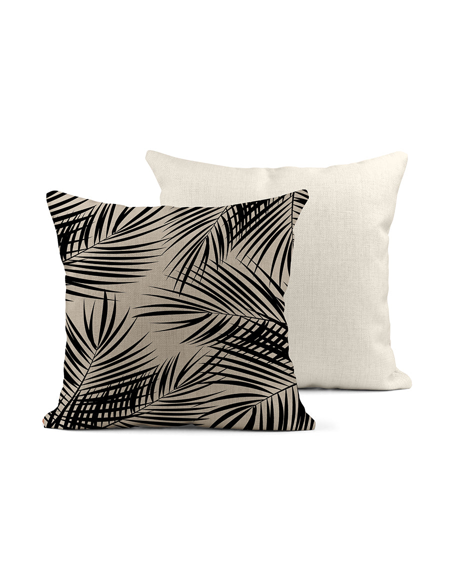 Black and Tan Palm Linen Pillow, College Student Gift
