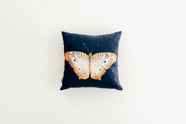 Navy Velvet Butterfly Pillow, College Student Gift, Christmas Gift