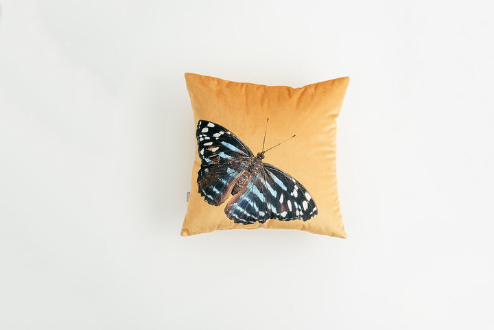 Golden Velvet Butterfly Pillow, College Student Gift, Boho Throw Pillow
