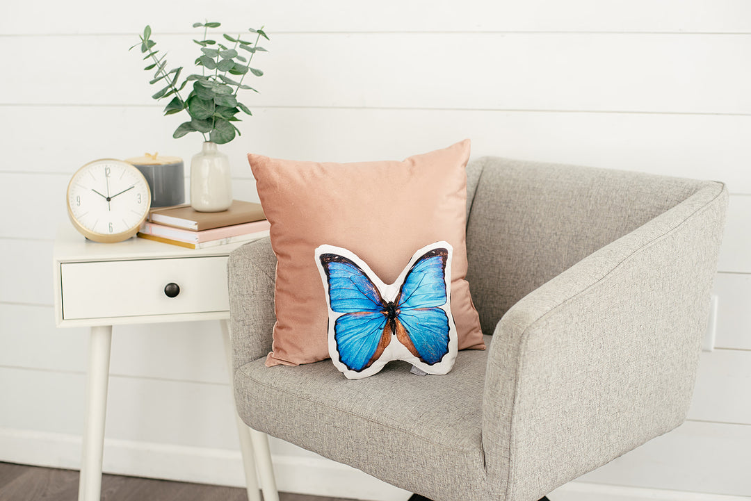 Morpho Butterfly Pillow, College Student Gift, Mother's Day Gift, Easter Gift