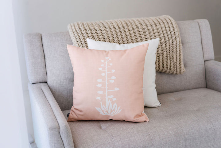 Agave Bloom Pink Linen Pillow, College Student Gift