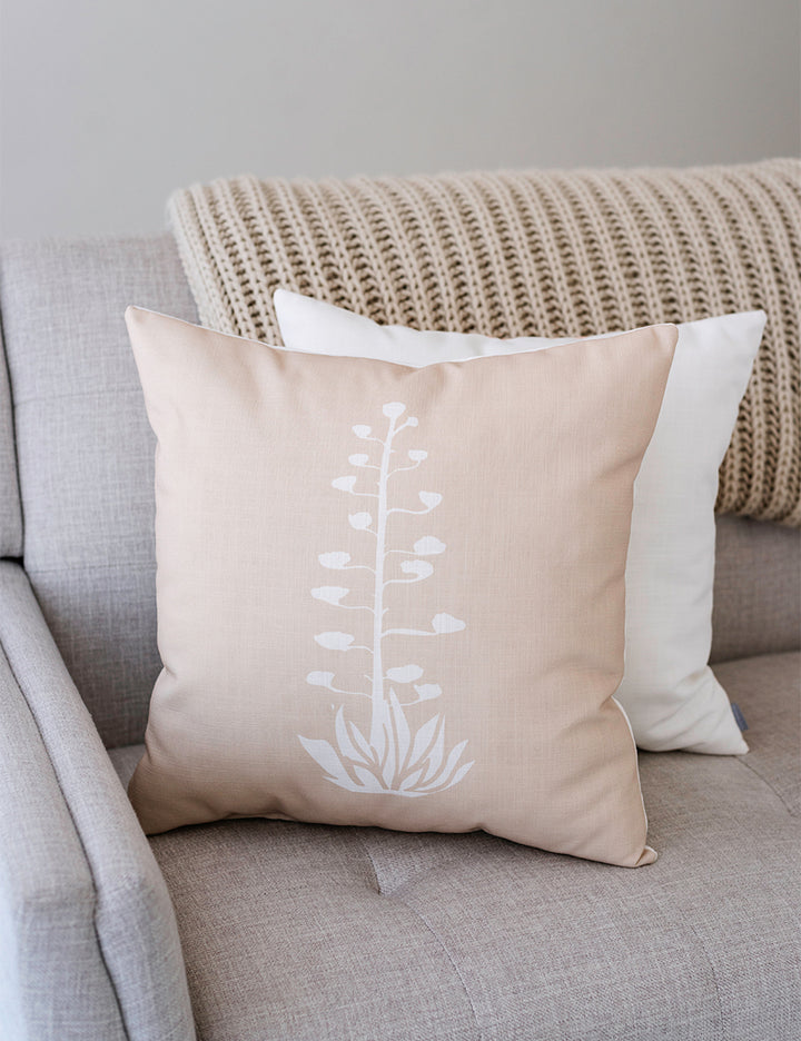 Agave Bloom Clay Brown Linen Pillow, College Student Gift
