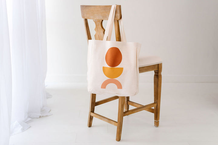 Mod Boho Geometric Linen Tote Bag,College Student Gift, Christmas Gift