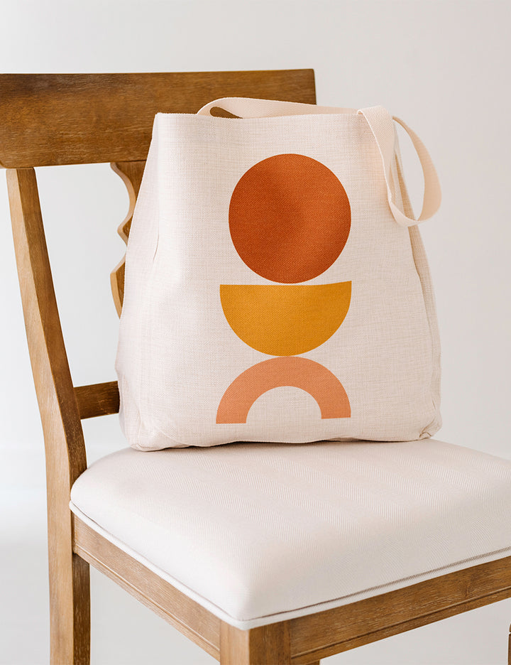 Mod Boho Geometric Linen Tote Bag,College Student Gift
