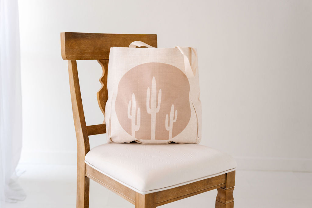 Taupe Saguaro Large Tote Bag, College Student Gift, Christmas Gift