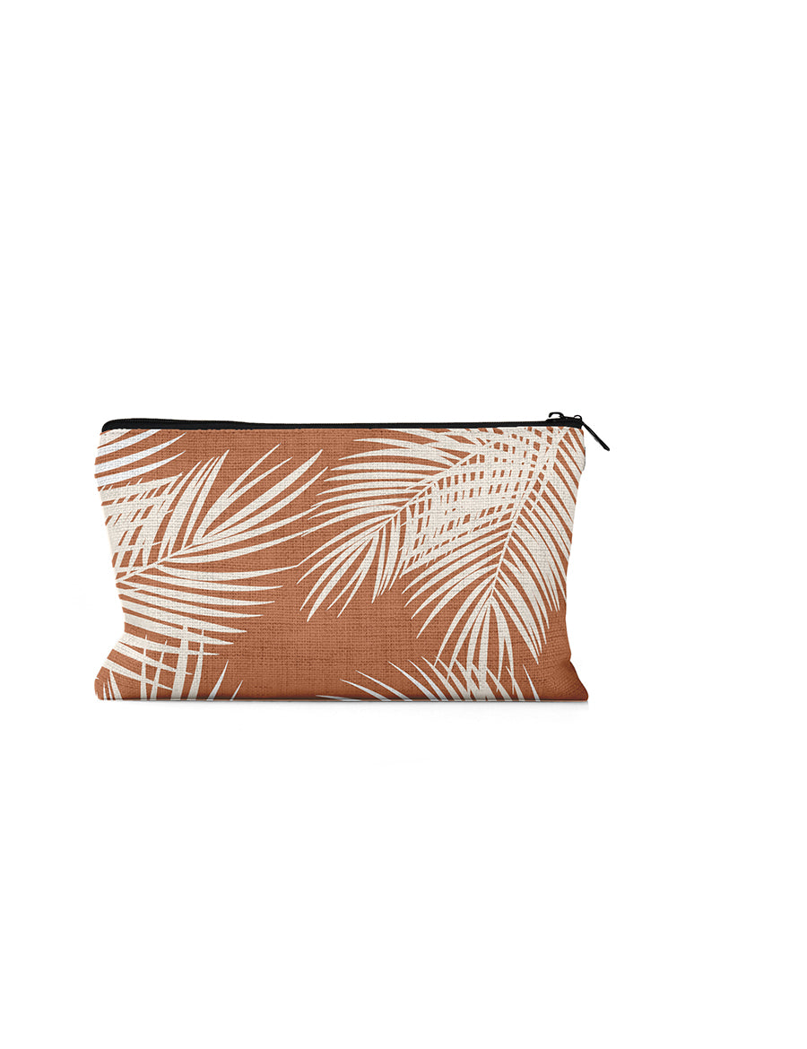 Coral White Palm Pouch , College Student Gift