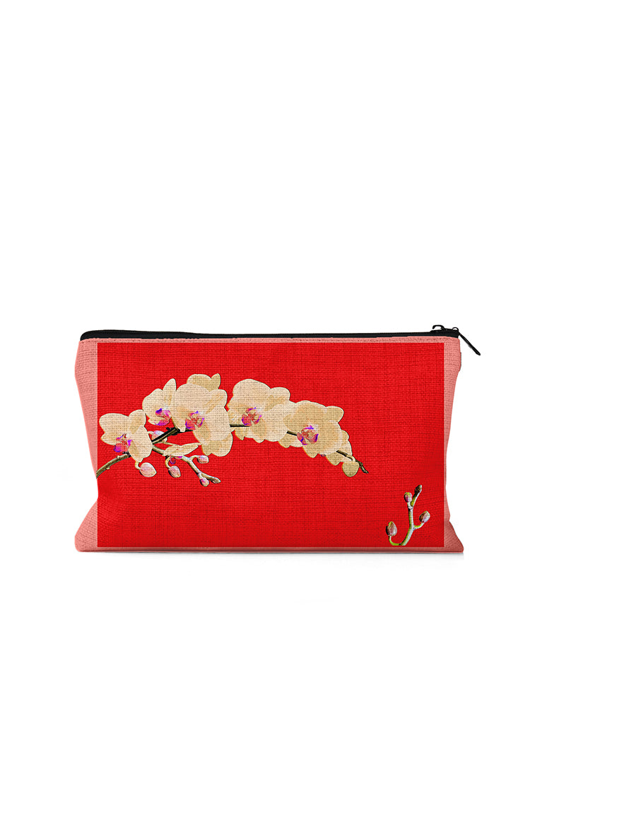 Pink Red Orchid Pouch, College Student Gift