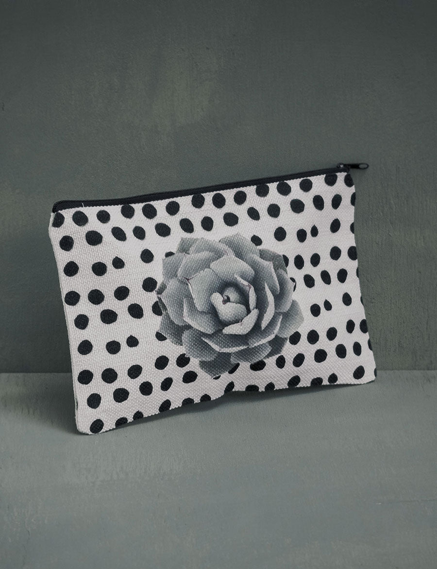 Succulent Polk-A-Dot Cosmetic Pouch, Stocking Stuffer, College Student Gift, Mother's Day Gift, Easter Gift