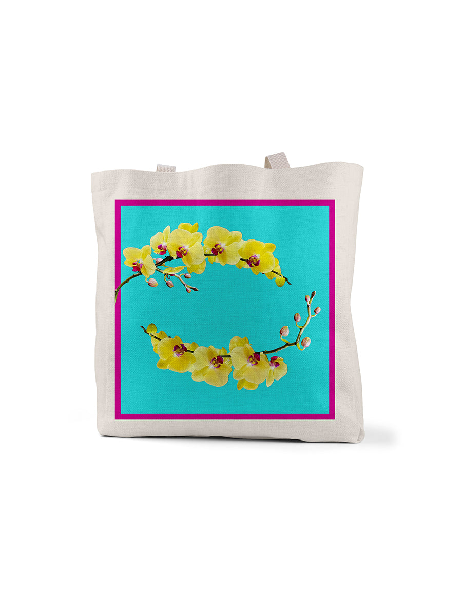Turquoise and Purple Orchid Tote, College Student Gift, Mother's Day Gift, Easter Gift