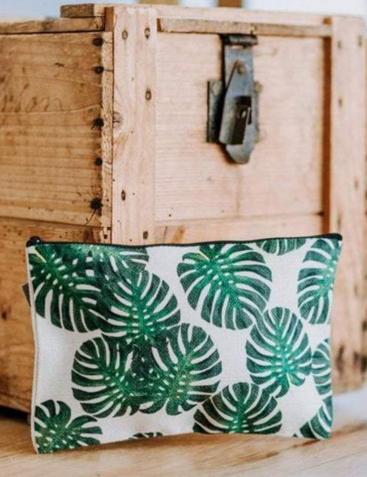 Jungle Leaf Pencil Pouch, Cosmetic bag, College Student Gift