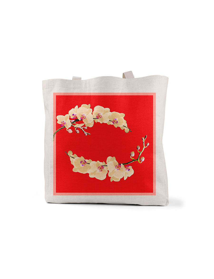 Red and Orange Orchid Tote Bag, College Student Gift, Mother's Day Gift, Easter Gift
